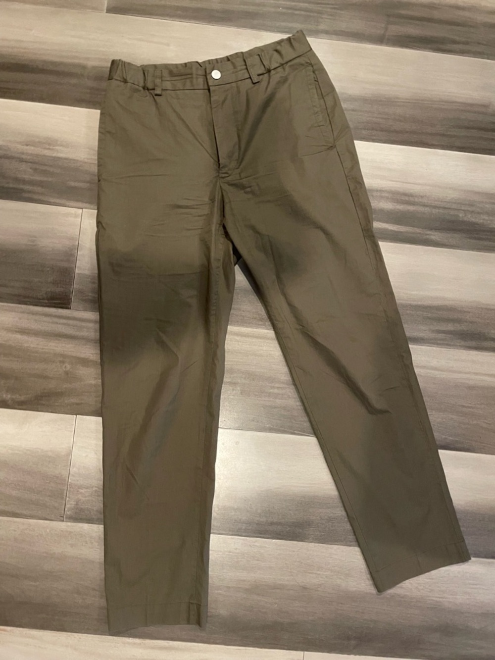 Massimo Dutti Olive Green Straight Chinos